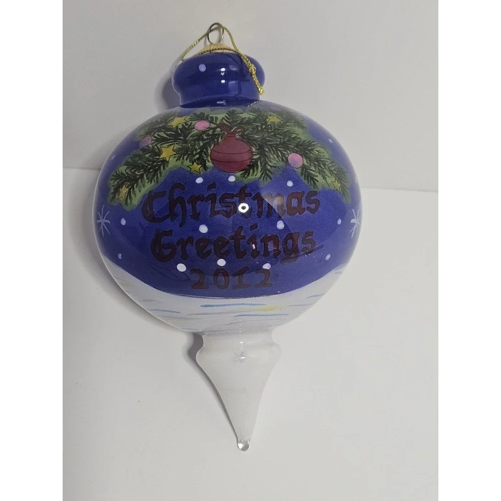 Pier 1 Li Bien 2012 Santa Claus Reverse Hand Painted Inside Glass Top Ornament